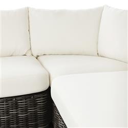 Celina Coastal Cream Upholstered Charcoal Teak Outdoor Sectional - 122"|