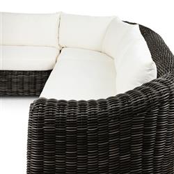 Celina Coastal Cream Upholstered Charcoal Teak Outdoor Sectional - 122"|