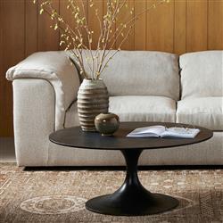 Mona French Country Black Aluminum Round Outdoor Coffee Table|