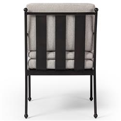 Gretchen French Country Grey Upholstered Black Aluminum Outdoor Dining Arm Chair|