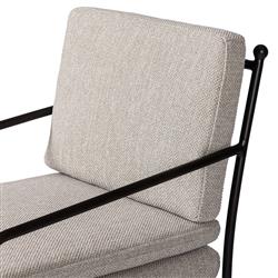 Gretchen French Country Grey Upholstered Black Aluminum Outdoor Dining Arm Chair|