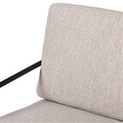 Gretchen French Country Grey Upholstered Black Aluminum Outdoor Dining Arm Chair|