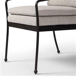 Gretchen French Country Grey Upholstered Black Aluminum Outdoor Dining Arm Chair|