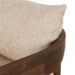 Aviel Rustic Lodge Beige Upholstered Teak Outdoor Dining Arm Chair|