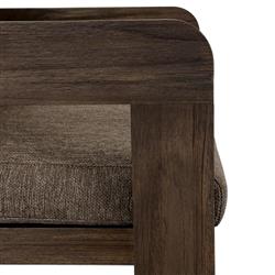 Aviel Rustic Lodge Brown Upholstered Teak Outdoor Dining Arm Chair|