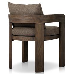 Aviel Rustic Lodge Brown Upholstered Teak Outdoor Dining Arm Chair|