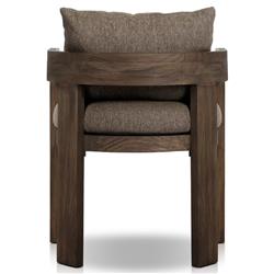 Aviel Rustic Lodge Brown Upholstered Teak Outdoor Dining Arm Chair|