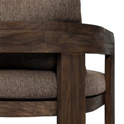 Aviel Rustic Lodge Brown Upholstered Teak Outdoor Dining Arm Chair|