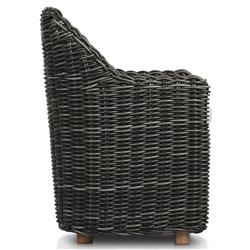 Celina Coastal Cream Upholstered Charcoal Teak Outdoor Dining Arm Chair|