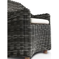 Celina Coastal Cream Upholstered Charcoal Teak Outdoor Dining Arm Chair|