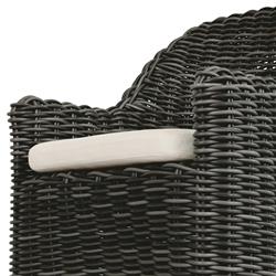 Celina Coastal Cream Upholstered Charcoal Teak Outdoor Dining Arm Chair|