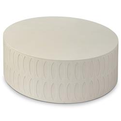 Jeremy Modern Classic White Concrete Round Outdoor Drum Coffee Table|