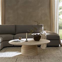 Emilia Modern Classic Sand Beige Concrete Round Outdoor Coffee Table|