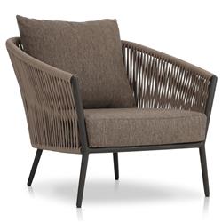 Porter Coastal Brown Upholstered Bronze Aluminum Outdoor Lounge Chair|