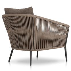 Porter Coastal Brown Upholstered Bronze Aluminum Outdoor Lounge Chair|