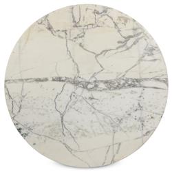 Berlin Modern White Marble Grey Aluminum Round Outdoor Dining Table - 42"|