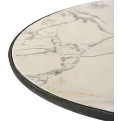 Berlin Modern White Marble Grey Aluminum Round Outdoor Dining Table - 42"|