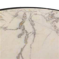 Berlin Modern White Marble Grey Aluminum Round Outdoor Dining Table - 42"|