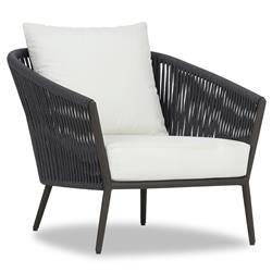 Porter Coastal White Upholstered Grey Aluminum Outdoor Lounge Chair|
