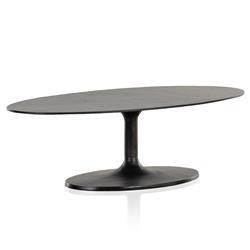 Mona French Country Black Aluminum Oval Pedestal Outdoor Coffee Table|