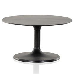 Mona French Country Black Aluminum Oval Pedestal Outdoor Coffee Table|