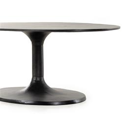 Mona French Country Black Aluminum Oval Pedestal Outdoor Coffee Table|