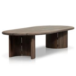 Paris Rustic Lodge Brown Teak Outdoor Oval Coffee Table|