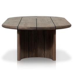 Paris Rustic Lodge Brown Teak Outdoor Oval Coffee Table|
