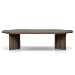 Paris Rustic Lodge Brown Teak Outdoor Oval Coffee Table|
