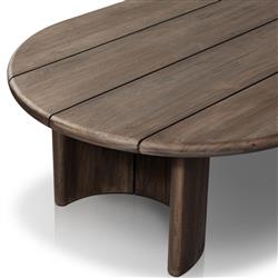 Paris Rustic Lodge Brown Teak Outdoor Oval Coffee Table|