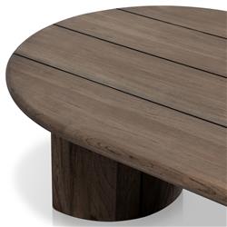 Paris Rustic Lodge Brown Teak Outdoor Oval Coffee Table|