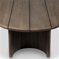 Paris Rustic Lodge Brown Teak Outdoor Oval Coffee Table|