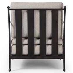 Gretchen French Country Grey Upholstered Black Aluminum Outdoor Lounge Chair|