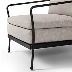 Gretchen French Country Grey Upholstered Black Aluminum Outdoor Lounge Chair|