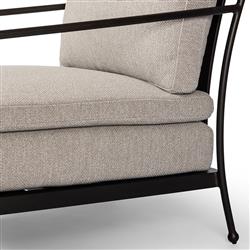 Gretchen French Country Grey Upholstered Black Aluminum Outdoor Lounge Chair|