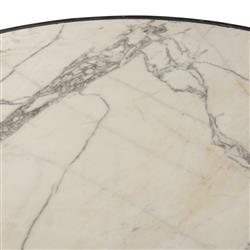 Berlin Modern Classic White Marble Grey Aluminum Round Outdoor Coffee Table|