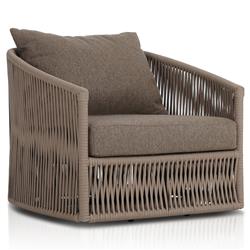 Porter Coastal Brown Upholstered Bronze Aluminum Outdoor Swivel Chair|