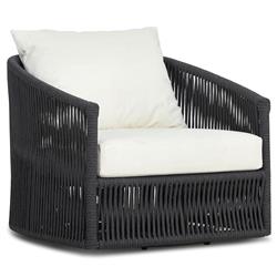 Porter Coastal White Upholstered Bronze Aluminum Outdoor Swivel Chair|