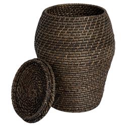 Cassie Coastal Washed Black Rattan Hamper - Set of 2|
