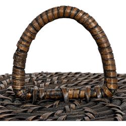 Cassie Coastal Washed Black Rattan Hamper - Set of 2|