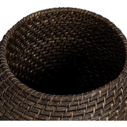 Cassie Coastal Washed Black Rattan Hamper - Set of 2|