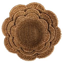 Cadmus Coastal Natural Rattan Scalloped Basket - Set of 3|