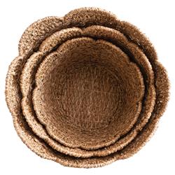 Cadmus Coastal Natural Rattan Scalloped Basket - Set of 3|