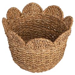 Cadmus Coastal Natural Rattan Scalloped Basket - Set of 3|
