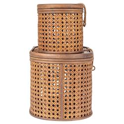 Myrtle Coastal Beach Dark Brown Rattan Decorative Box - Set of 2|