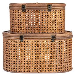 Myrtle Coastal Beach Dark Brown Rattan Decorative Box - Set of 2|