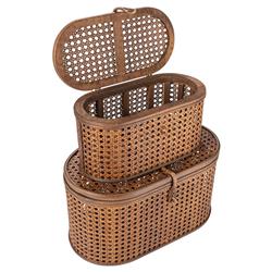 Myrtle Coastal Beach Dark Brown Rattan Decorative Box - Set of 2|