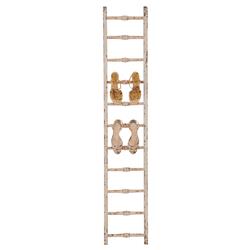 Astro French Country Distressed White Wood Ladder Wall Shelf|