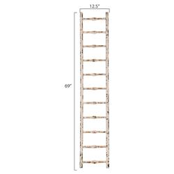 Astro French Country Distressed White Wood Ladder Wall Shelf|