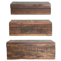 Waverly Rustic Lodge Brown Wood Vintage Decorative Box - Set of 3|